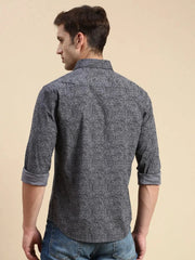 Men Grey Printed Casual Shirt-COREPRINT-5424-Grey