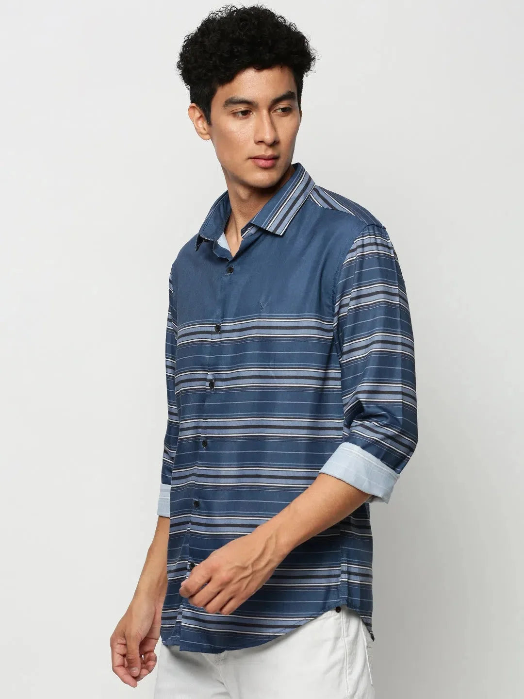 Blue Striped Cotton Mens Shirt | Stylish Casual DesiQlo