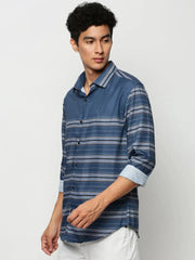Men Blue Striped Casual Casual Shirts-IMPORTEDSTRIPE-5471-Blue
