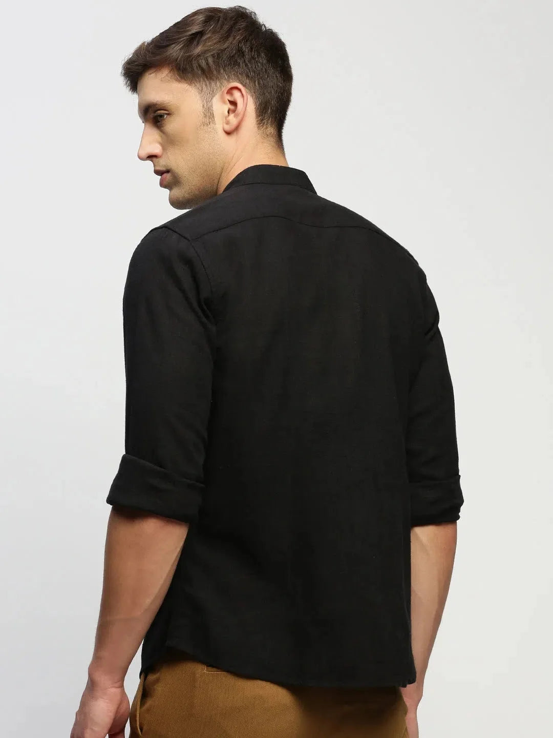 Stylish Black Solid Cotton Mens Shirt | DesiQlo Formal Shirts