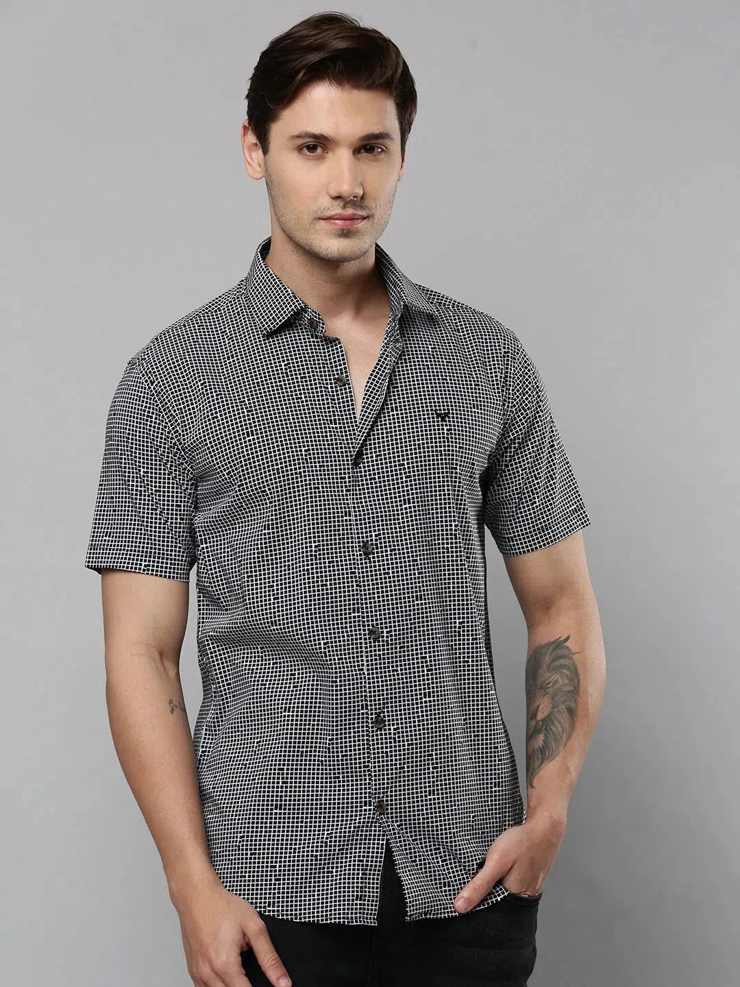 Black Checked Mens Shirt | Casual Cotton Shirt | DesiQlo
