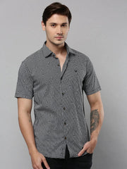 Men Black Checked Casual Shirt-AMEOPRINT-5261-Black