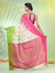 Light Green Cotton Saree With Zari Borders-MA64BCT401190044