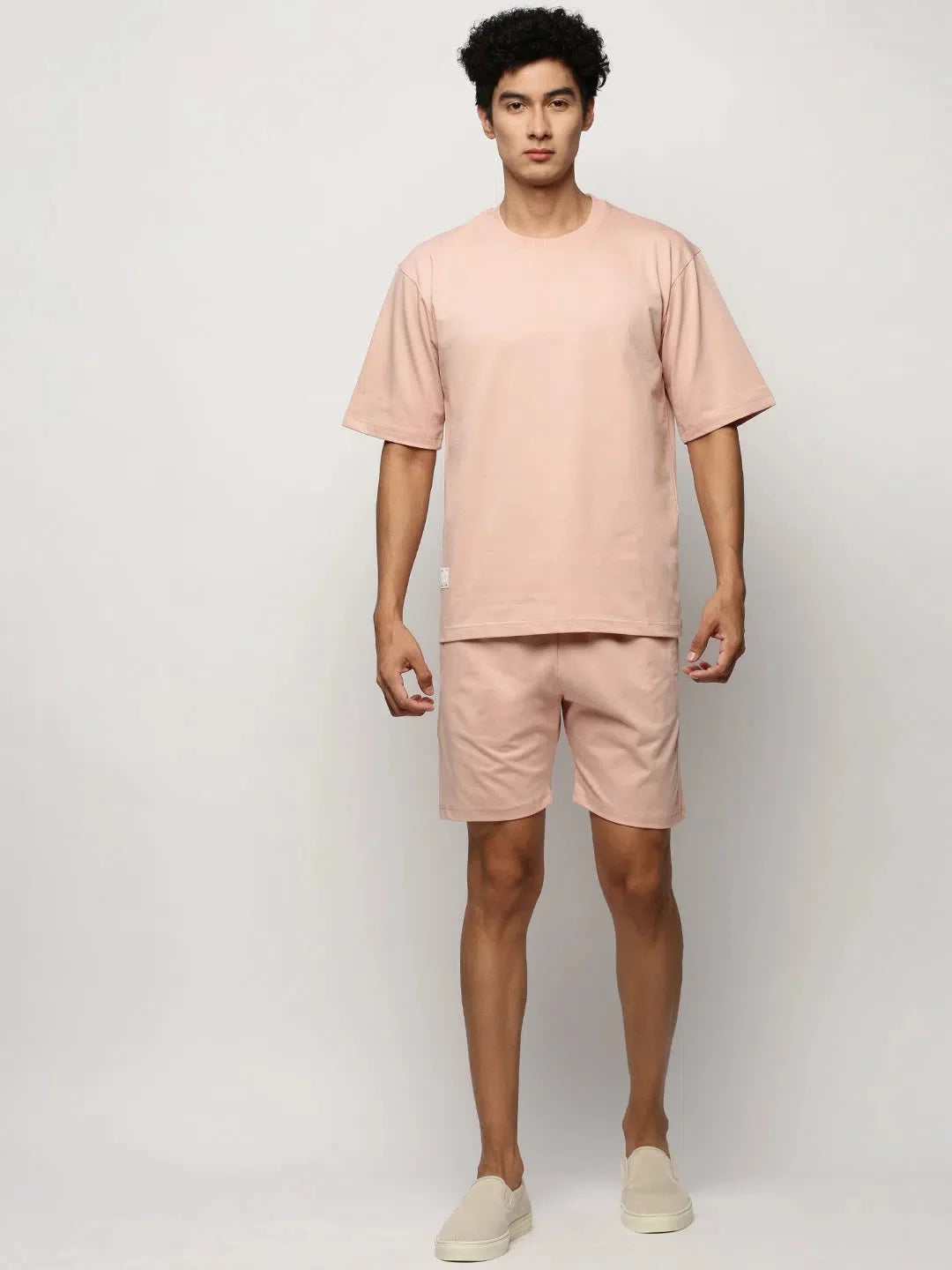 Peach Mens Two Piece Sets - Solid Casual Co ord Sets for Men