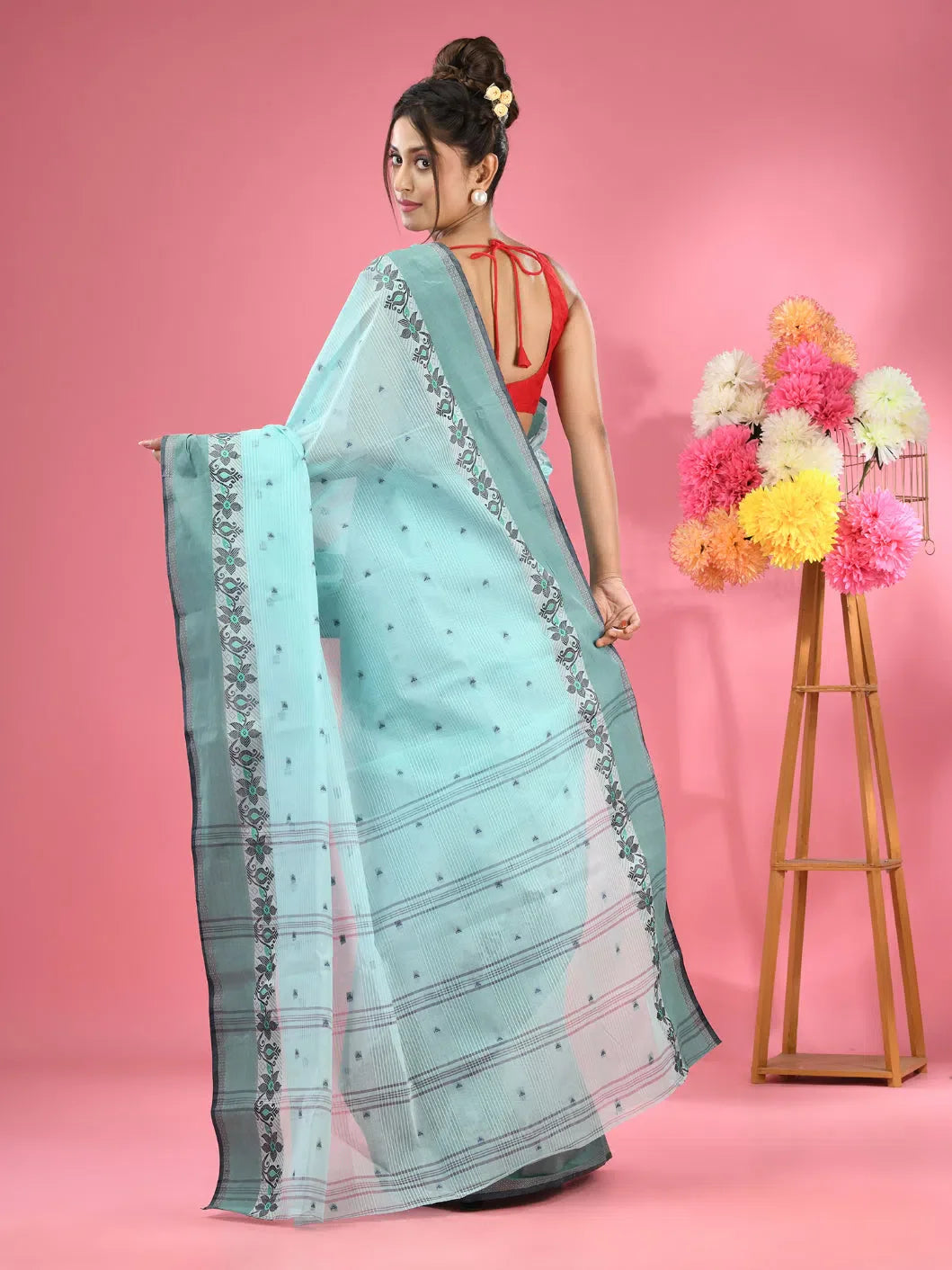 Sea Green Cotton Tant Saree | Indian Sarees & Woven Design