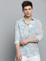 Men Blue Printed Casual Shirt-BESTCOLOURPRINT-4111-Blue