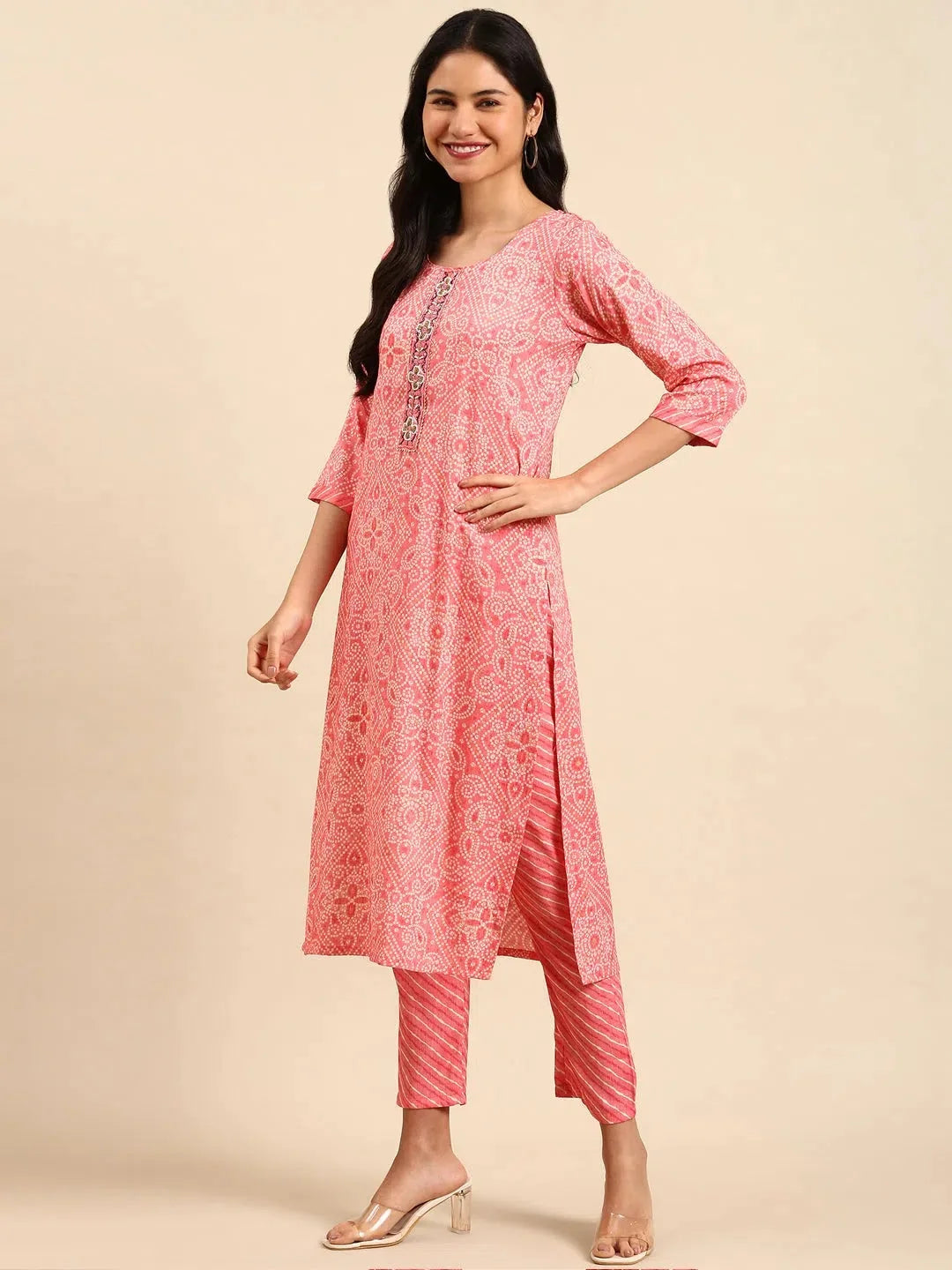 Pink Printed Kurta Set | Cotton Designer Kurta Sets Online