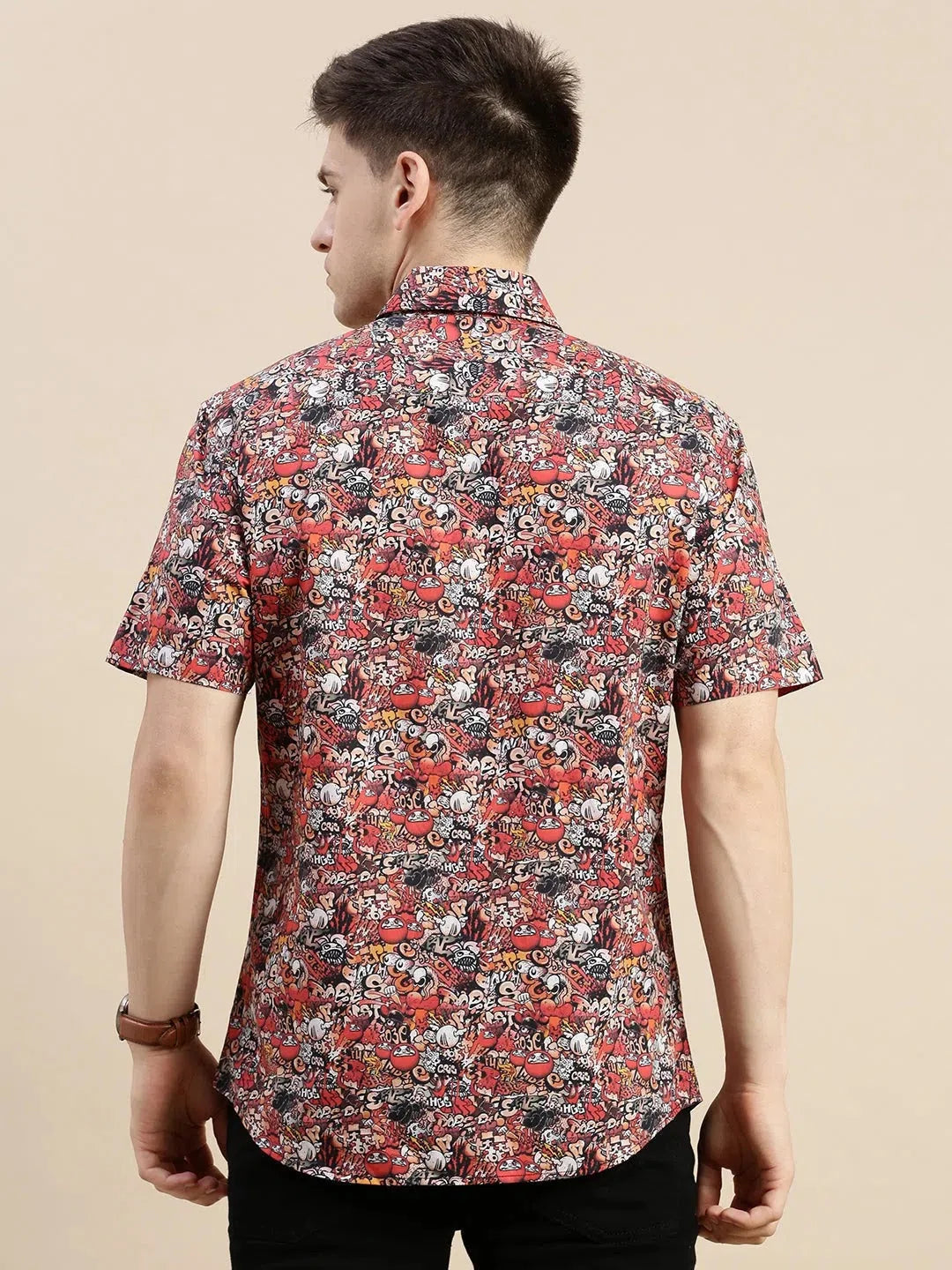 Multi Graphics Shirt | PolySatin Printed Mens Shirt - DesiQlo