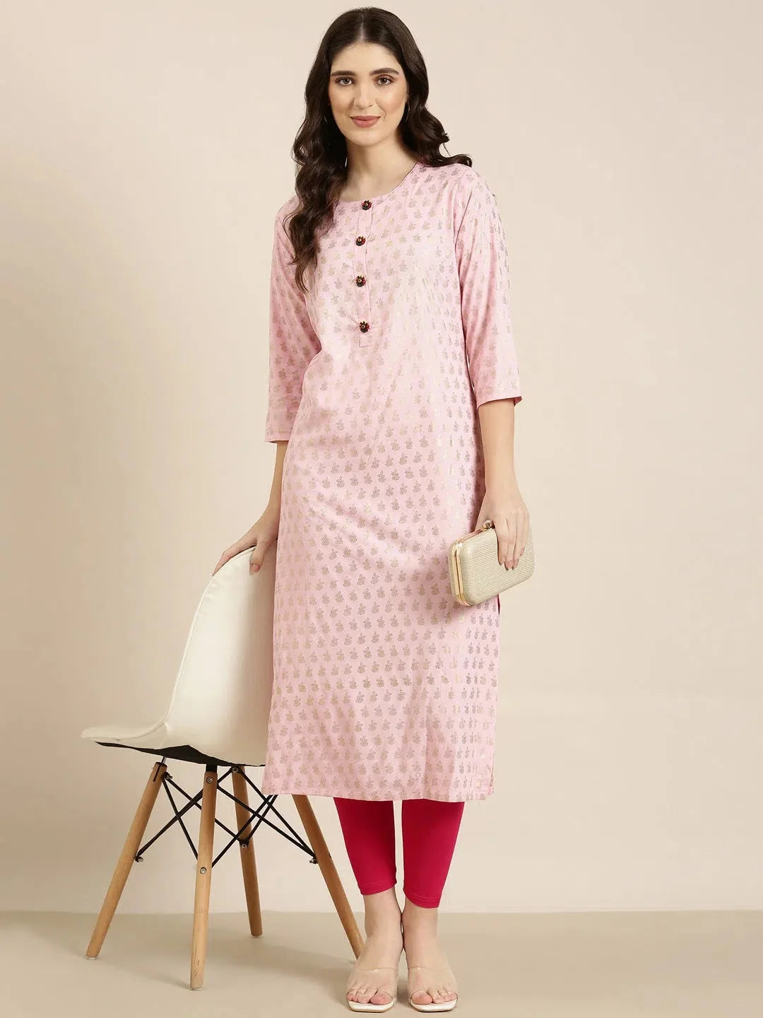 Pink Floral Indian Kurta for Women | DesiQlo Kurtas