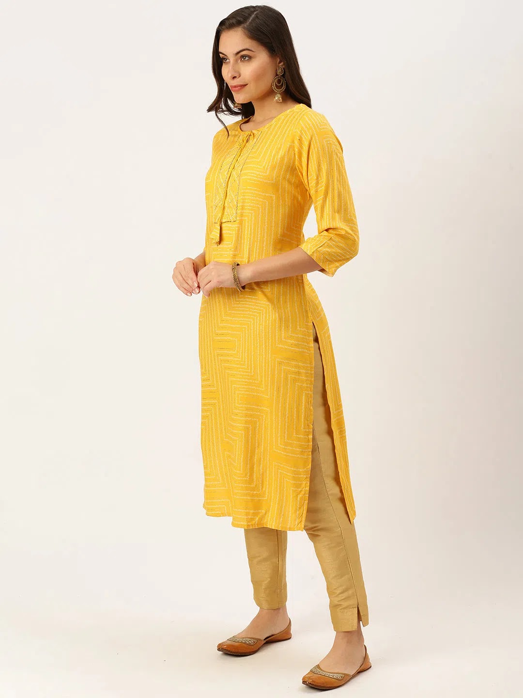 Pink Printed Cotton Indian Kurtis - DesiQlo Straight Kurtas