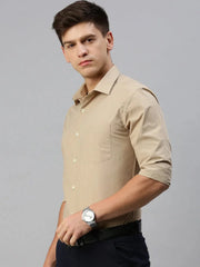 Men Khaki Solid Formal Shirt-EVERETTPLAIN-2180-Khaki