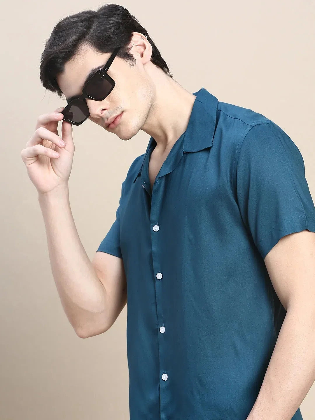 Men's Teal Solid Casual Co ord Set | Mens Two Piece Sets