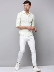 Men Green Solid Casual Shirt-LARALILEN-3135-Green