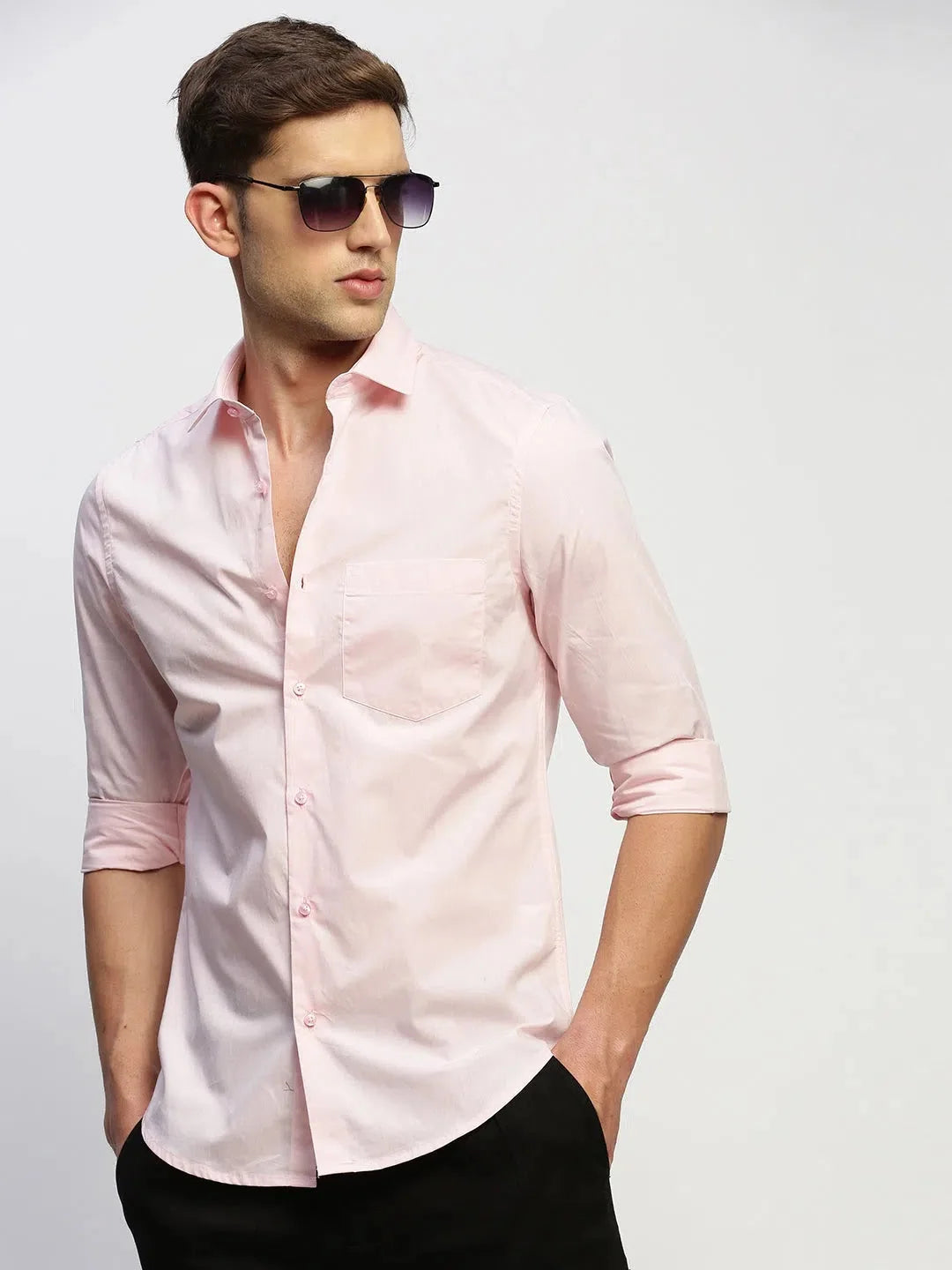 Pink Solid Cotton Mens Shirt | DesiQlo Trendy Formal Shirts