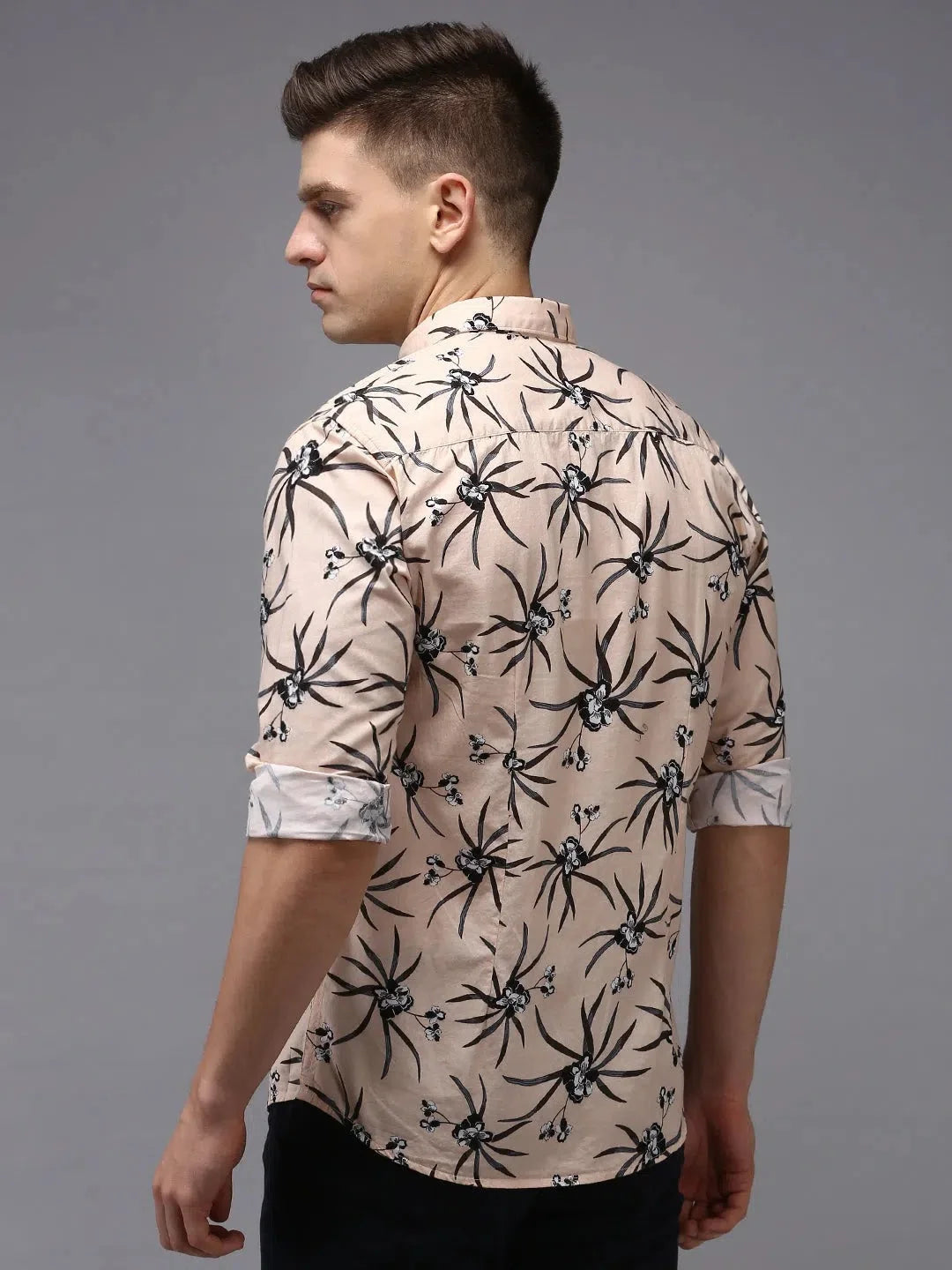 Mens Pink Printed Shirt - DesiQlo Cotton Casual Shirt