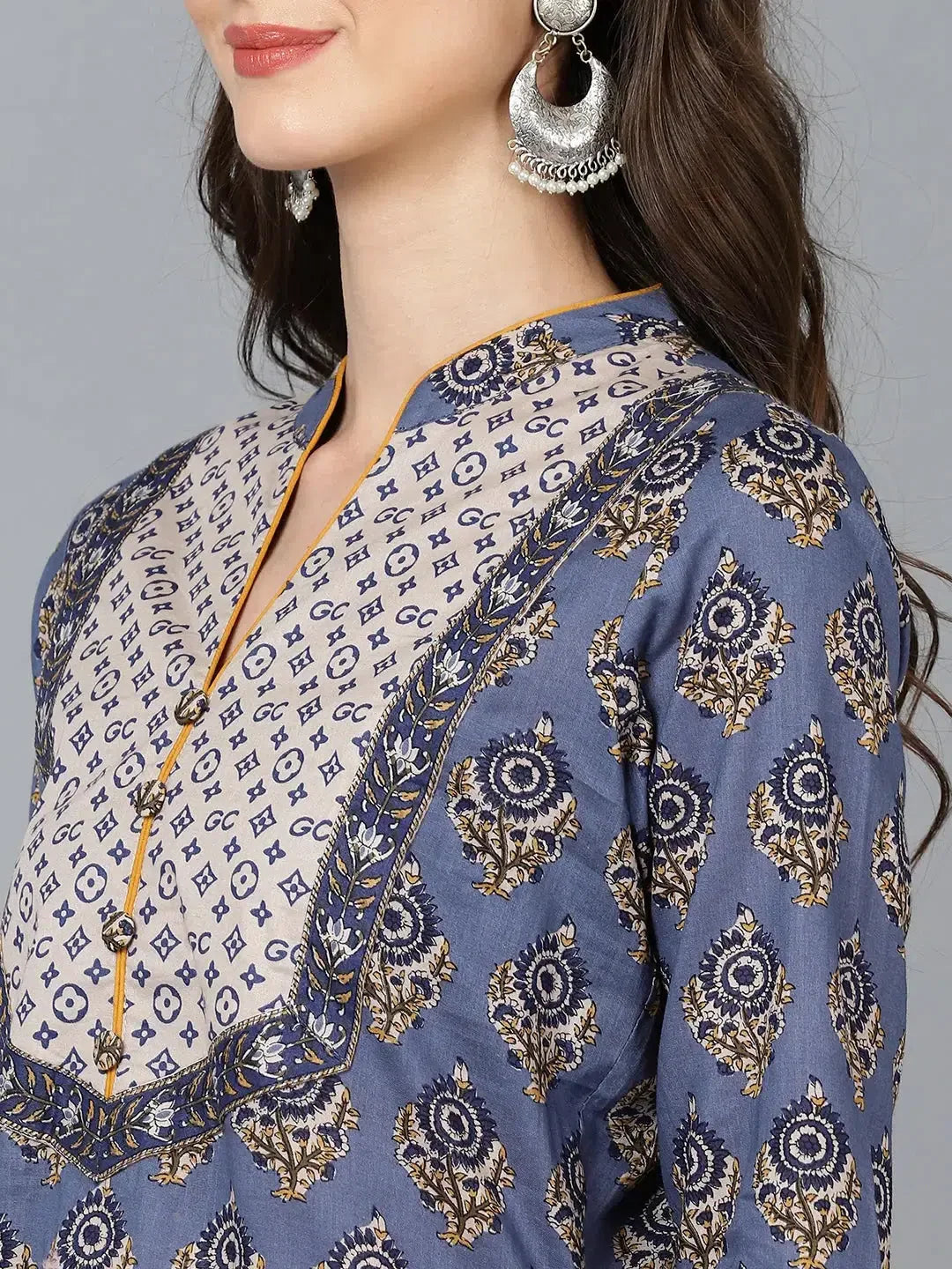 Blue Printed Kurta Pant Set | Women's Cotton Kurta Sets with D...