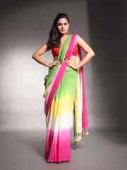 Pink Pure Cotton Soft Saree With Stripes Pattern-MA54CT33580104