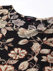Women Straight Black Floral Kurta-HO-1463-Black