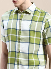 Men Green Checked Casual Shirt-WILLACHECKS-96-Green