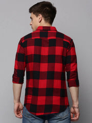 Men Red Checked Casual Shirt-COLLINSCHECKS-4047-Red