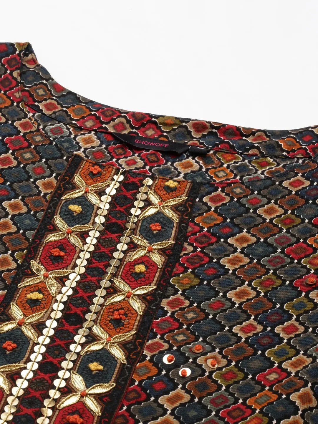 Multicolour Printed Cotton Anarkali Kurti | DesiQlo