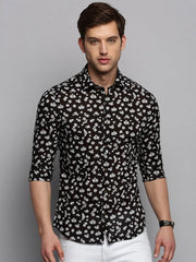 Men Black Printed Casual Shirt-DIXONPRINT-4067-Black