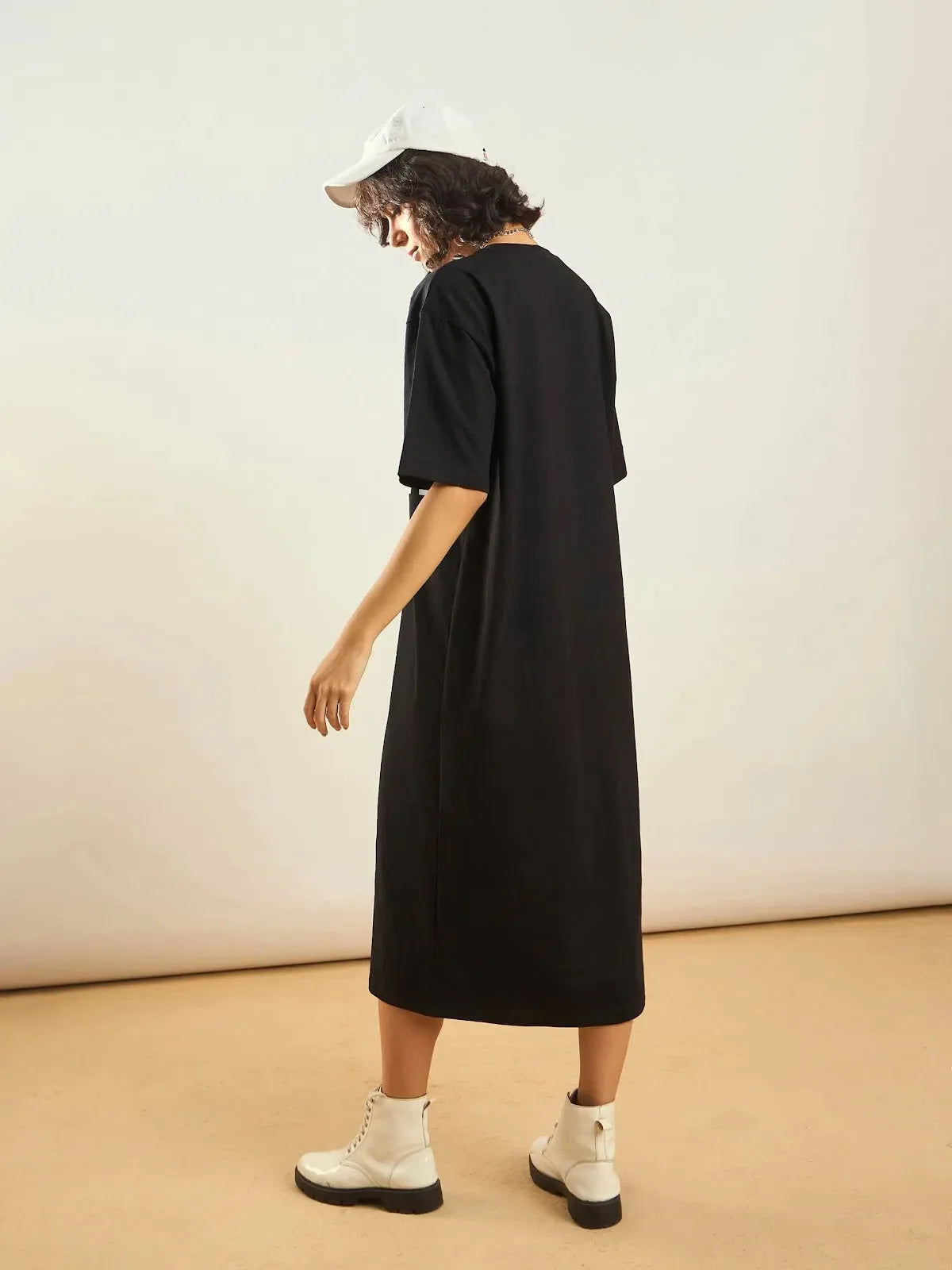 Black NEW YORK T-Shirt Dress - Women's Cotton Casual Style