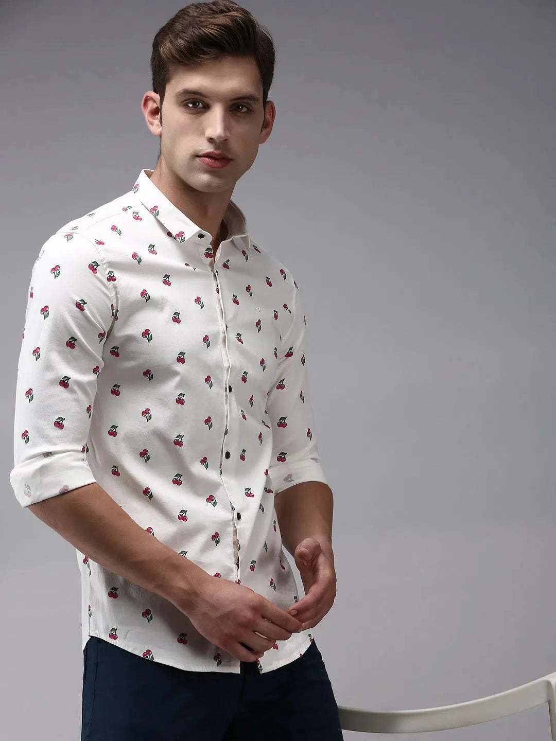 Stylish Beige Printed Mens Shirt - Cotton Casual Shirt | DesiQlo