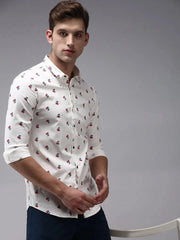 Men Beige Printed Casual Shirt-ORIGINPRINT-1750-Cream