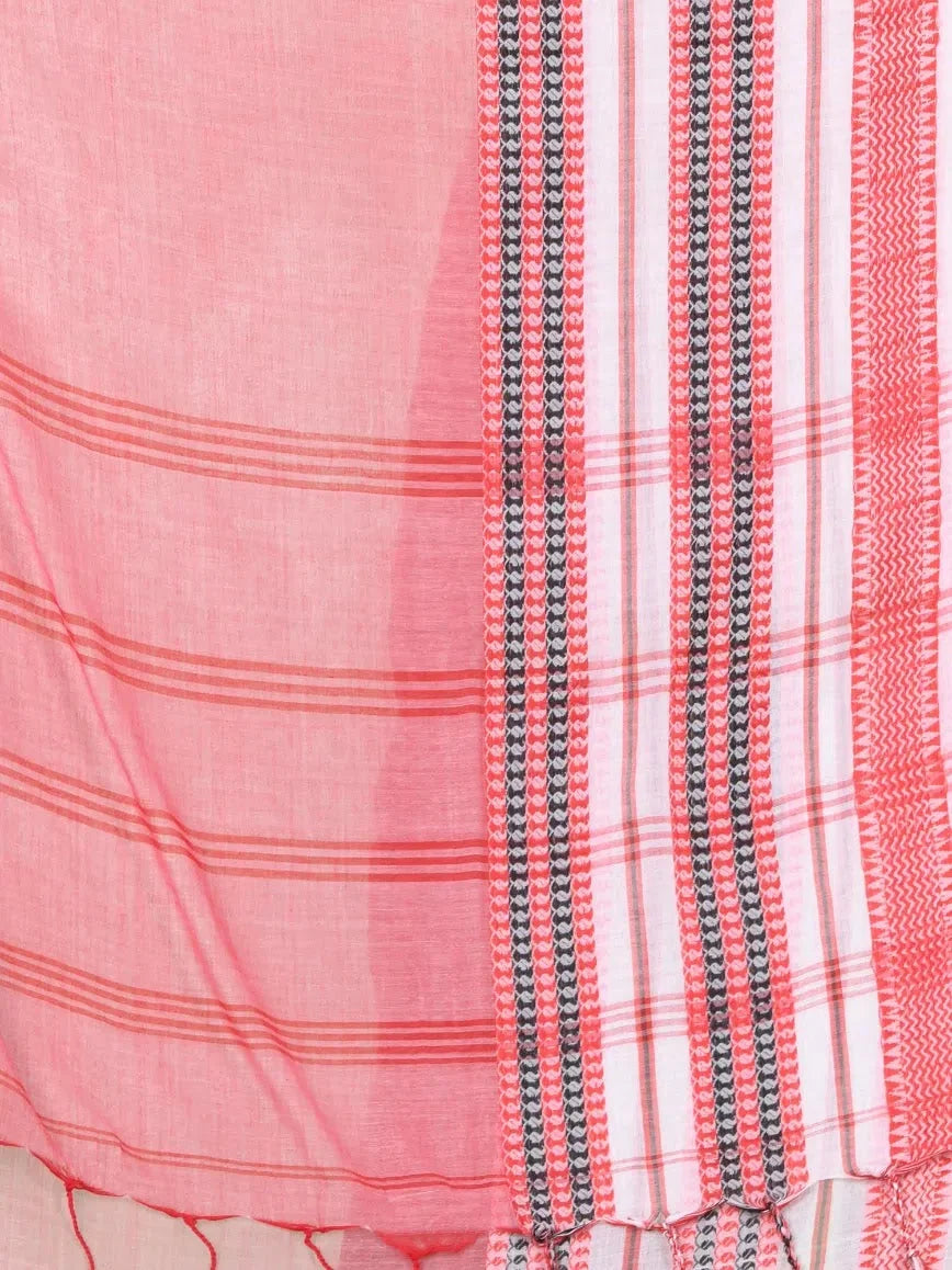 Rose Pink Cotton Saree - Indian Sari Elegance
