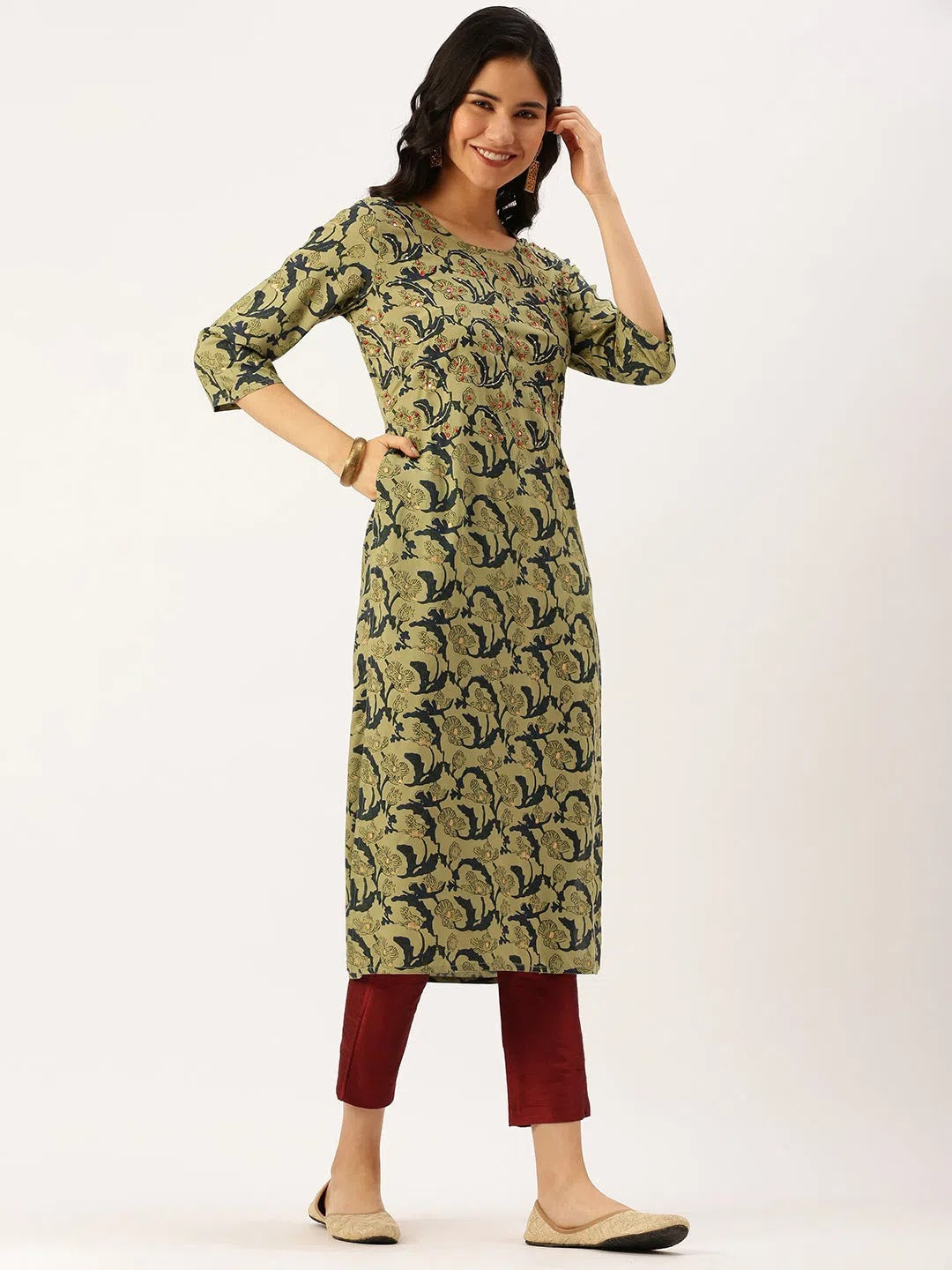 Green Printed Cotton Kurtas - Latest Indian Kurta Collection