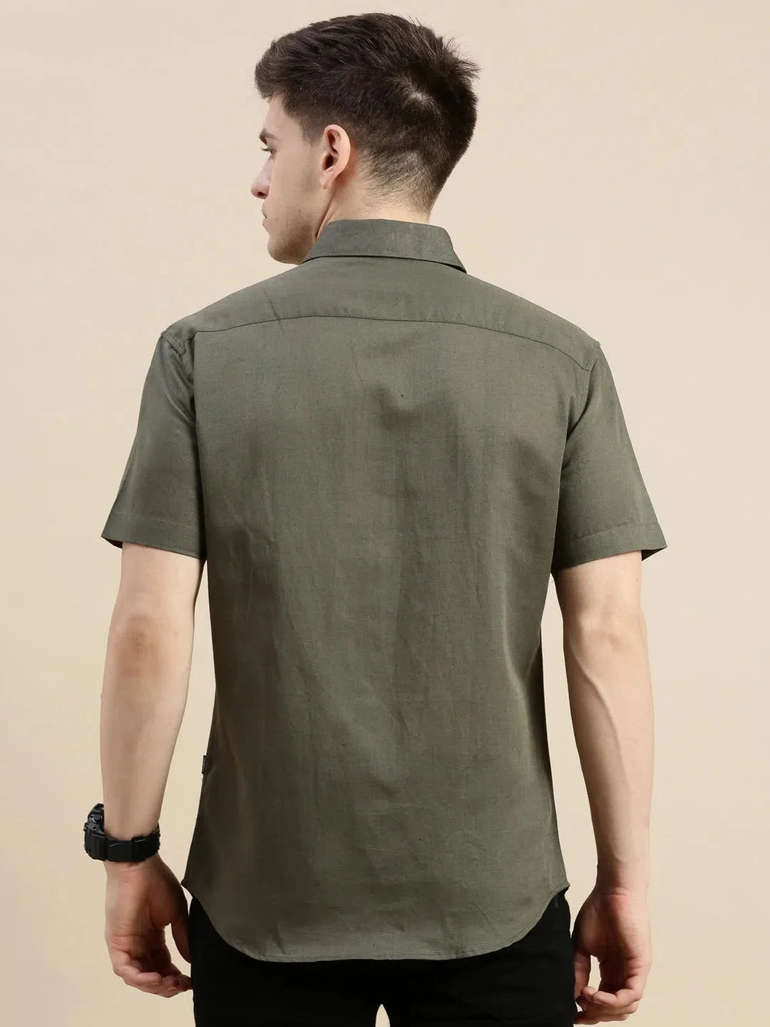 Men's Green Solid Cotton Shirt | Casual & Stylish DesiQlo