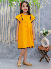 Pure Cotton Dress for Girls - Orange | BS24DR61ORA