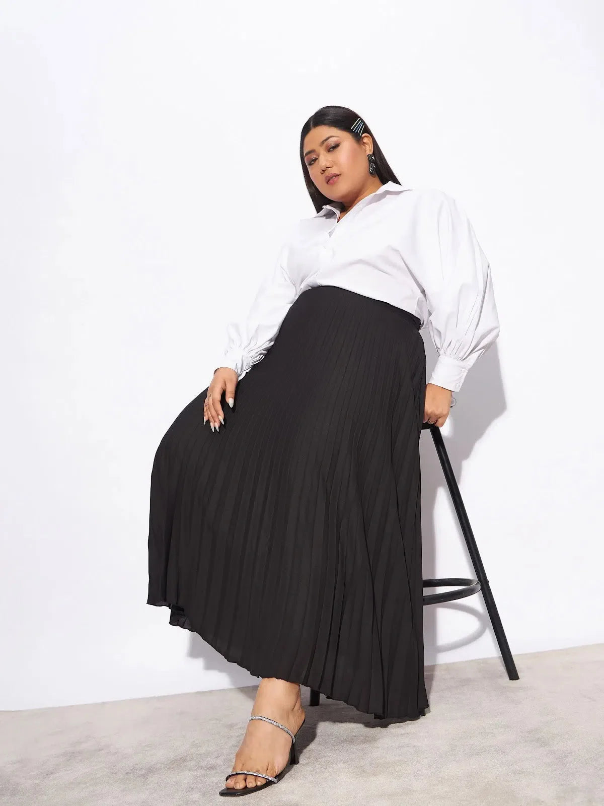 Women's Black Pleated Skirt | Stylish Western Wear