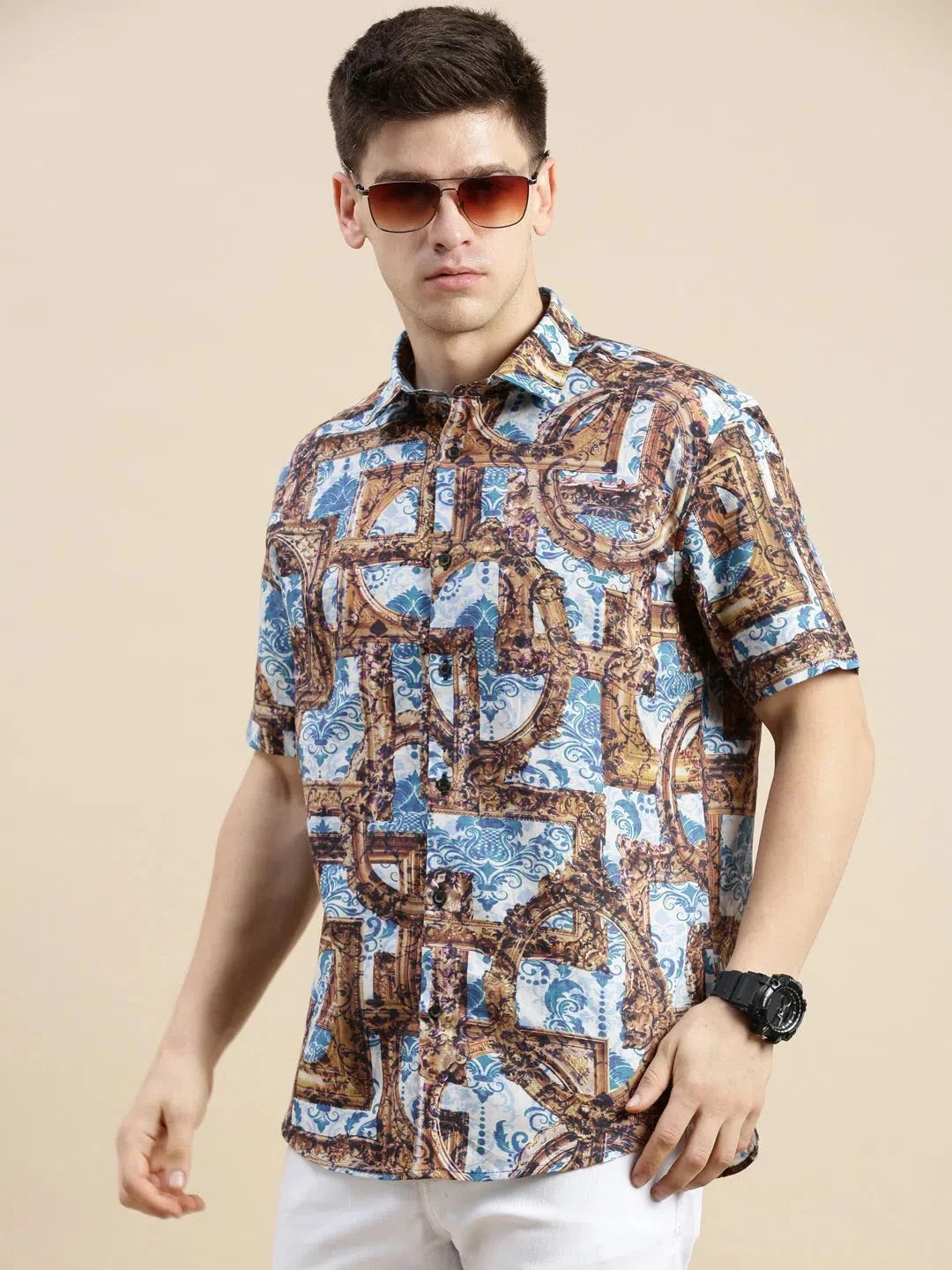 Men Multi Graphics Casual Shirt-GALAXY-1660-Multi