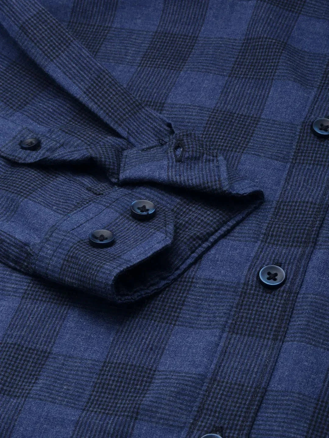 Navy Checked Mens Shirt - Casual Cotton Shirt | DesiQlo