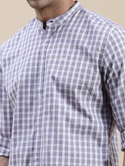 Men Purple Checked Casual Shirt-LAVINIA-1162-Lavender