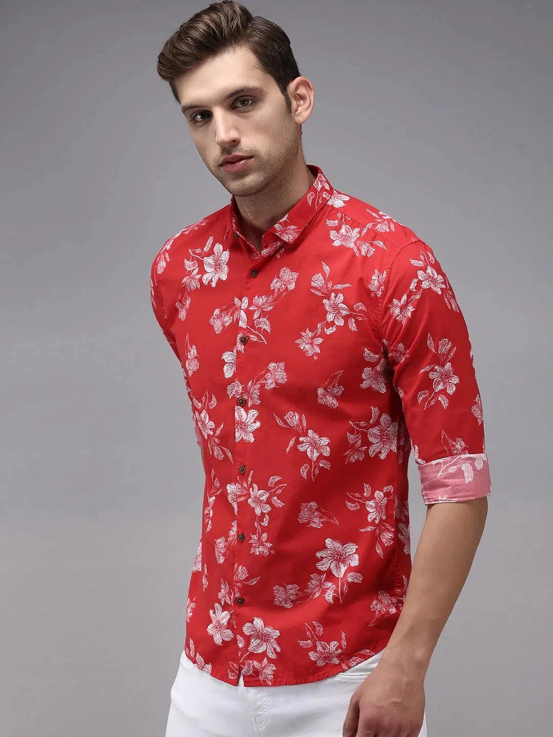 Red Printed Mens Shirt - DesiQlo Casual Cotton Shirt