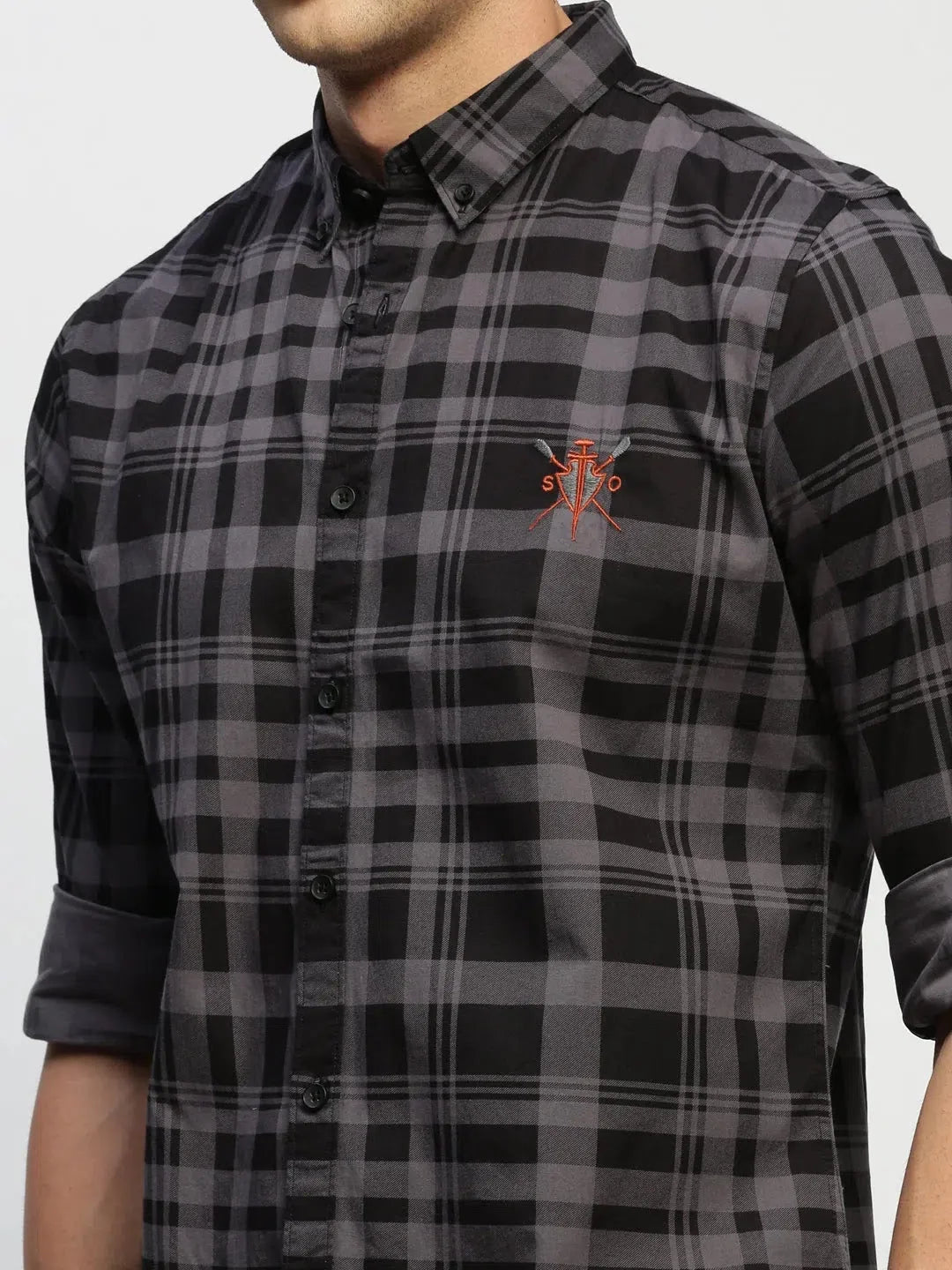 Men's Grey Checked Cotton Shirt | DesiQlo Mens Shirt
