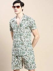 Men Beige Printed Casual Co ord Set-AM-90-05-Beige