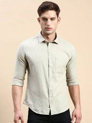 Men Green Solid Casual Shirt-ALONZOPLAIN-5249-Seagreen