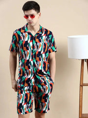 Men Multi Printed Casual Co ord Set-SEABREEZE-2124-Multi