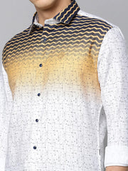 Men White Printed Casual Shirt-QUINN-3610-White