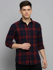 Men Rust Checked Casual Shirt-DALTONCHECKS-4094-Rust