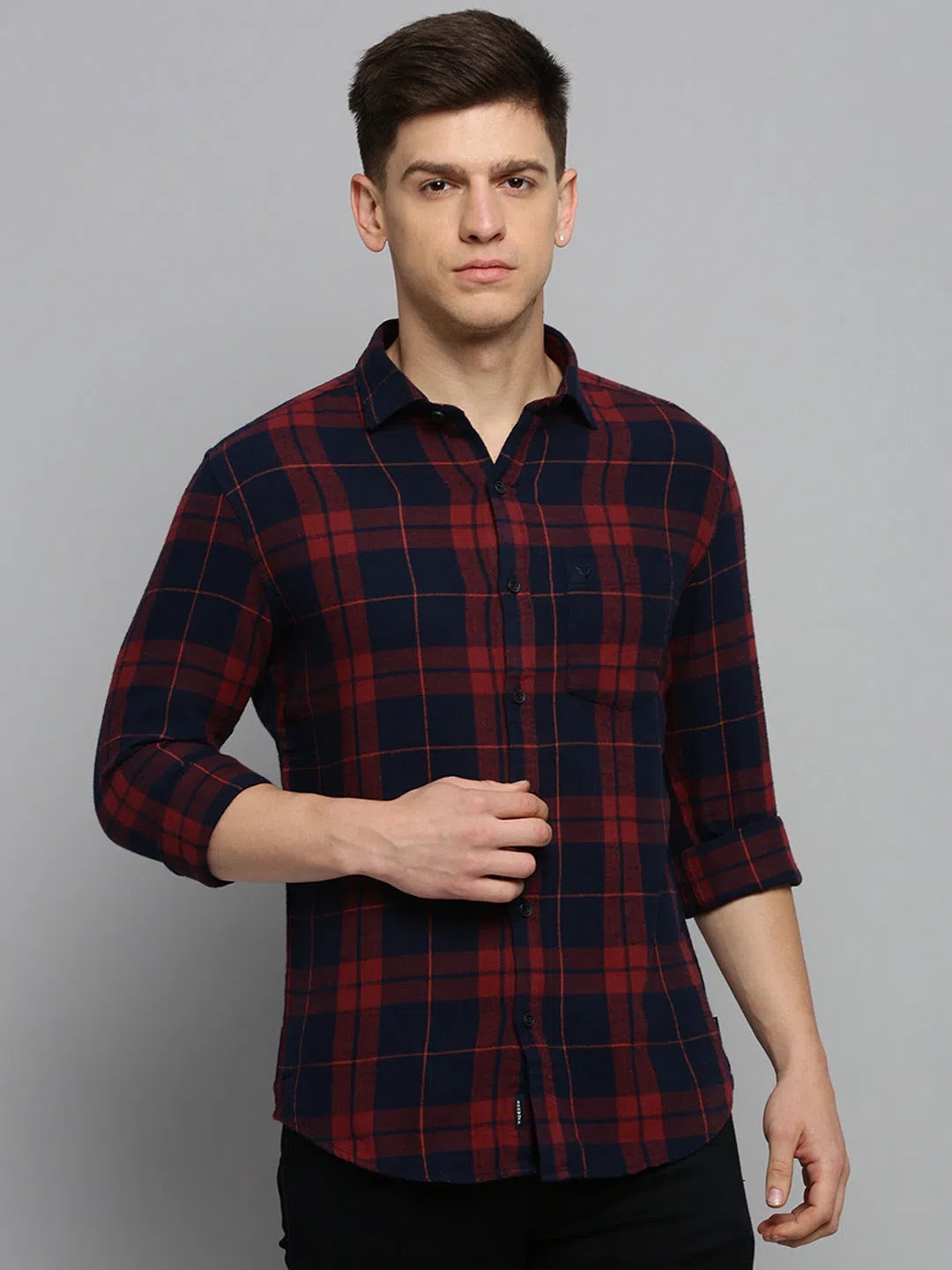 Rust Checked Mens Shirt - Cotton Casual Shirt for Men