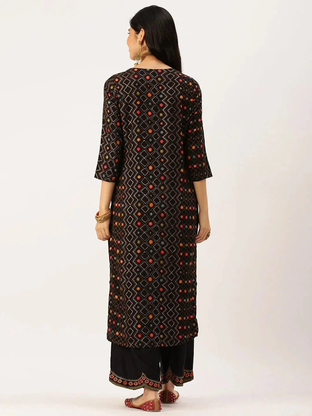 Black Printed Straight Kurta for Women | DesiQlo Collection