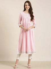 Women Pink Solid Anarkali Kurta-GW-3837-Pink