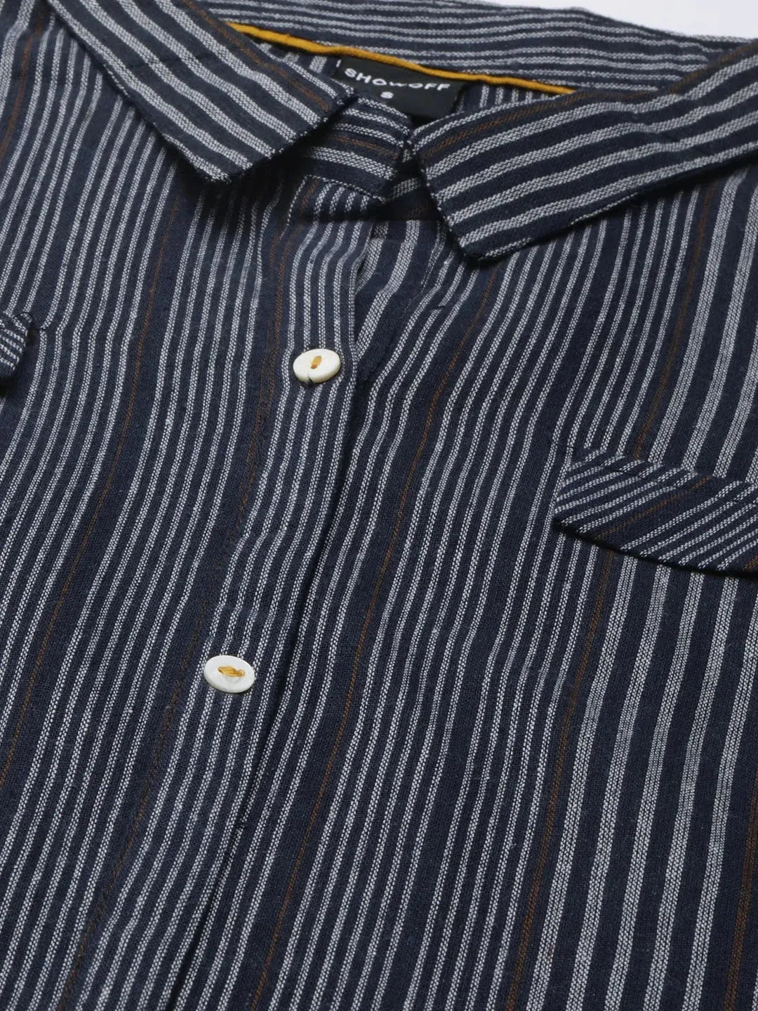 Navy Striped Cotton Kurta - Stylish Indian Kurta for Women