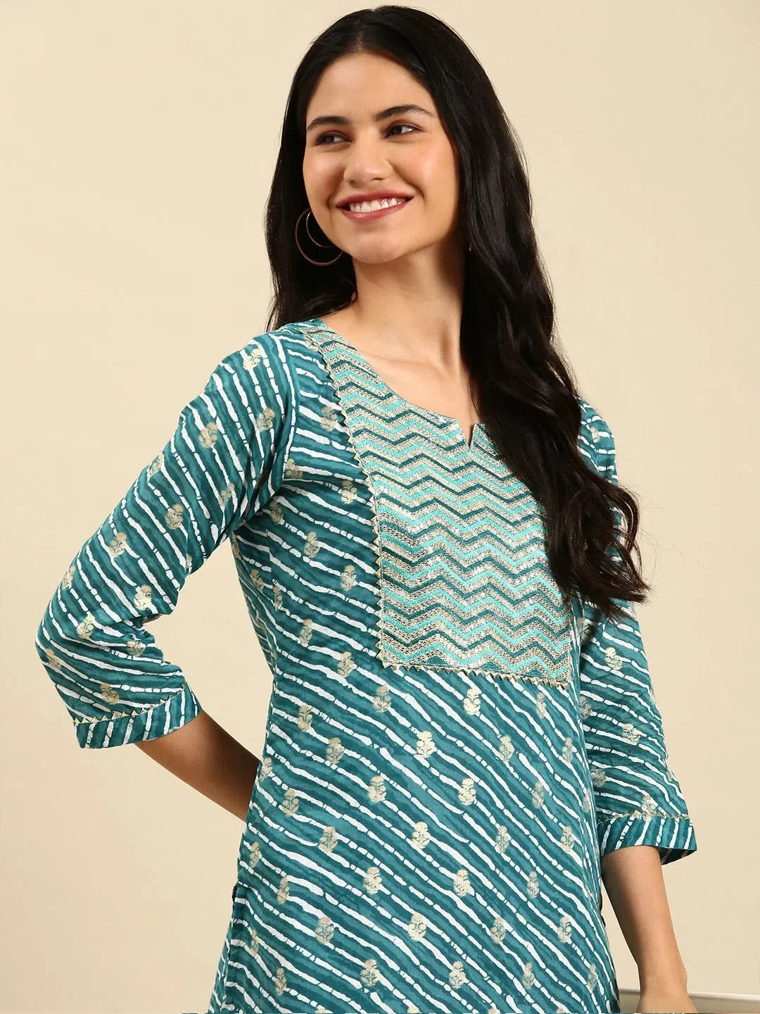 Blue Printed Cotton Kurta | Women's Indian Kurta Collection