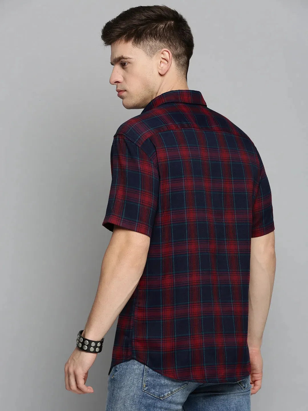 Navy Checked Mens Shirt - Modern Cotton Casual Shirts Online